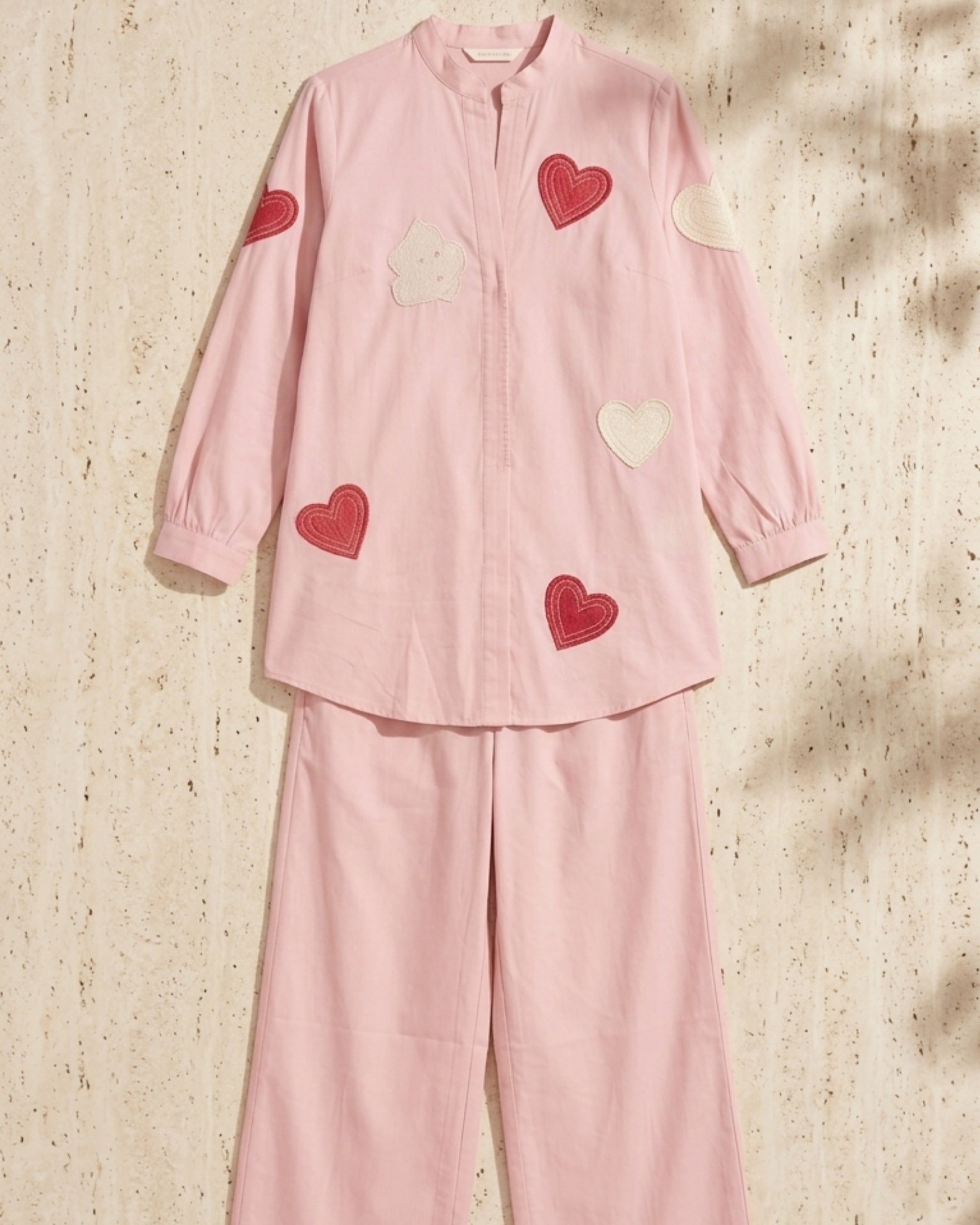 Blush Pink Heart Appliqué Co-Ord Set