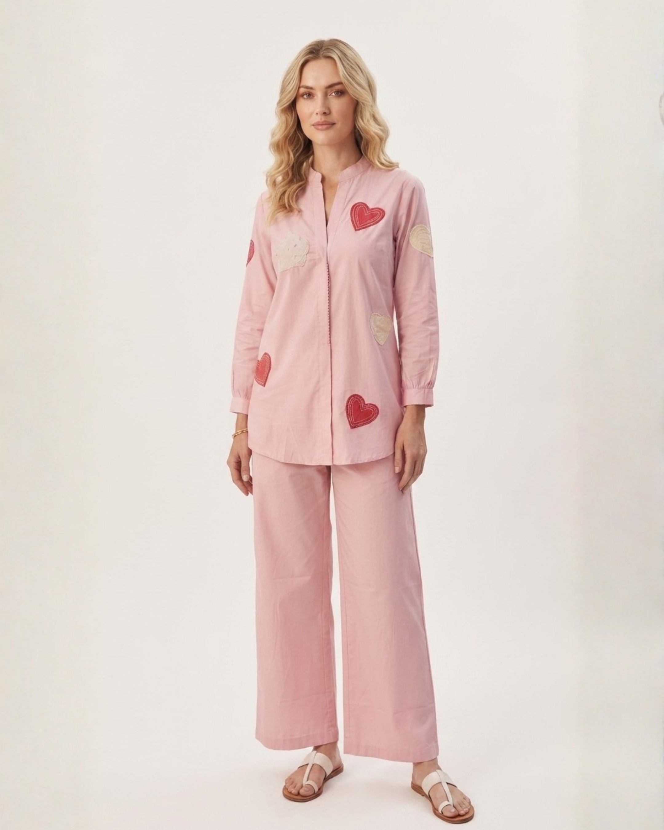 Blush Pink Heart Appliqué Co-Ord Set