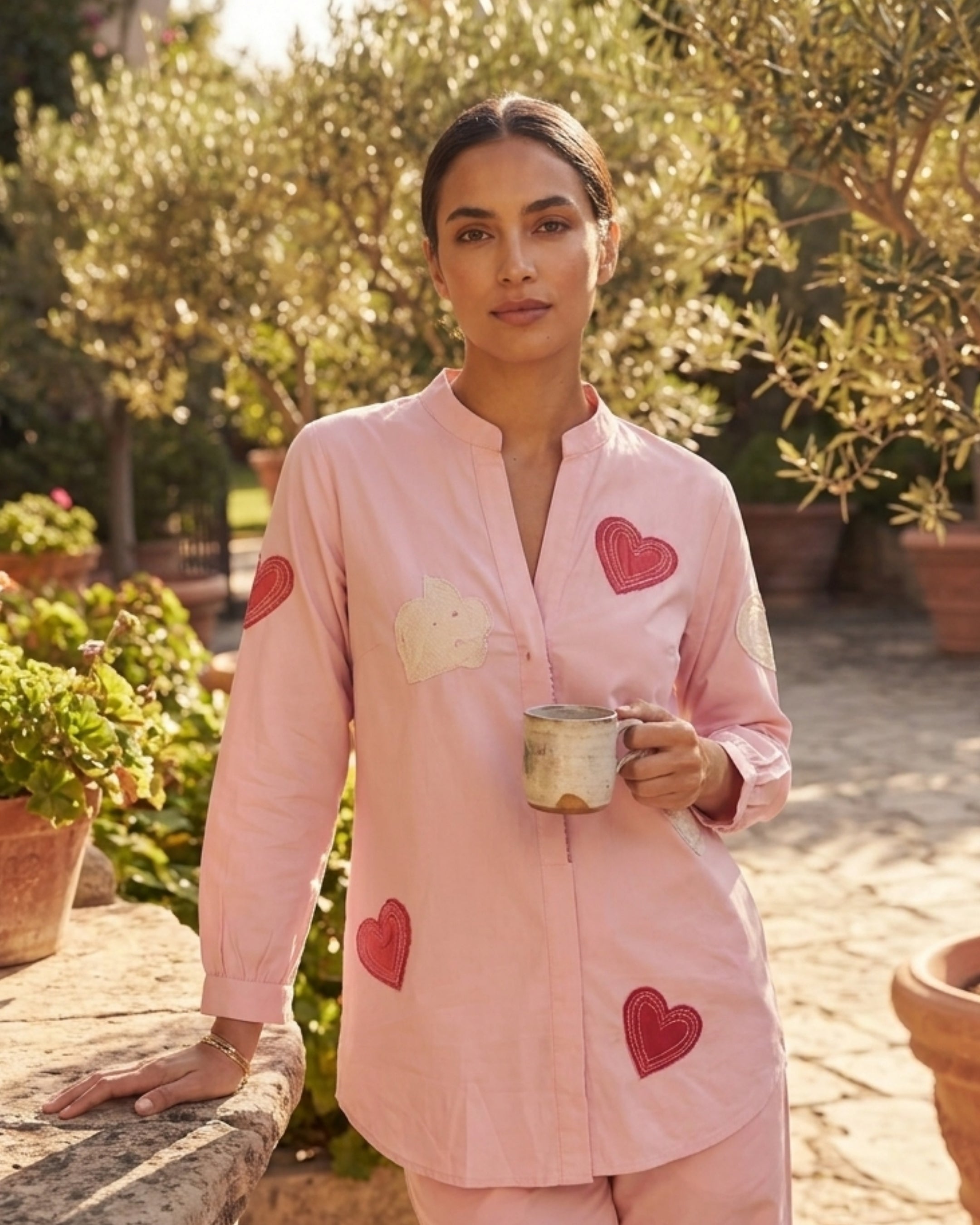 Blush Pink Heart Appliqué Co-Ord Set