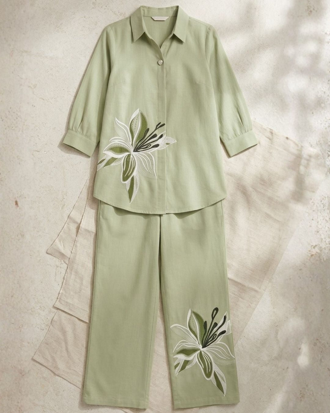 Sage Green Straight-Leg Co-Ord Set