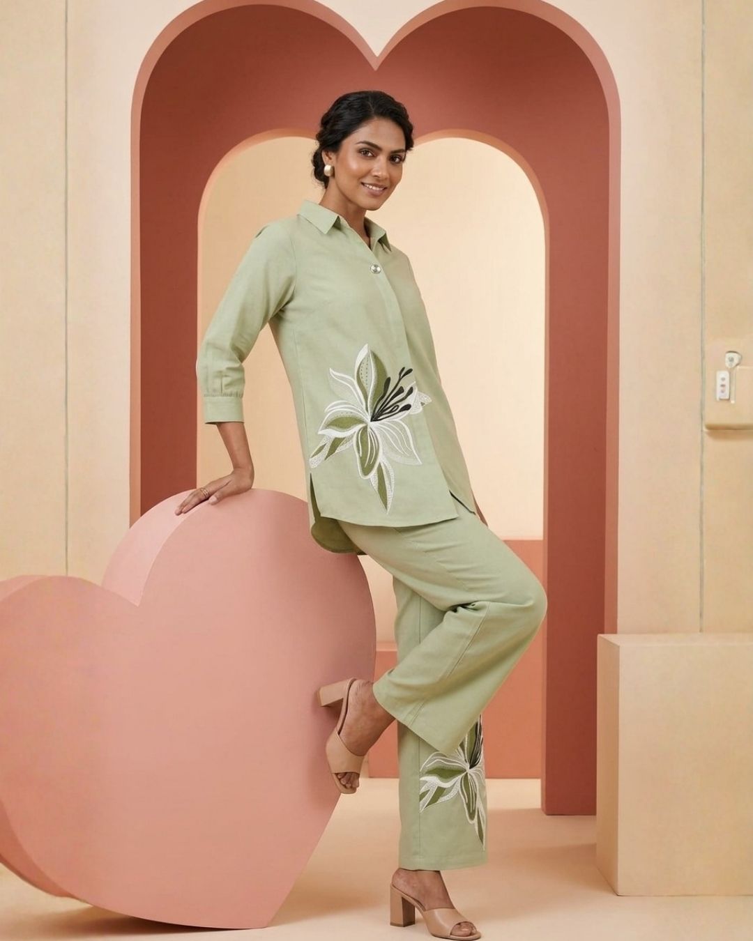 Sage Green Straight-Leg Co-Ord Set