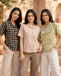 Printed Casual Women’s Shirt Collection – Black, Peach & Olive Green
