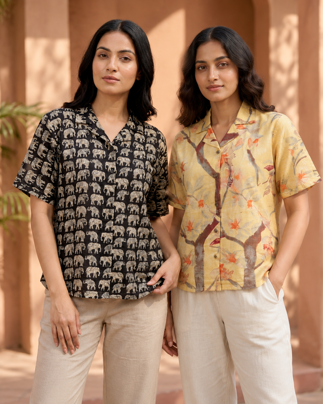 Printed Casual Women’s Shirt Collection – Black & Yellow Floral.
